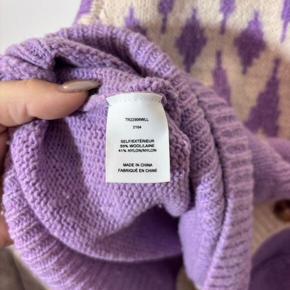 DEREK LAM 10 CROSBY Bonnie Fair Isle Cardigan Wool Blend Boxy Size XS - Picture 10 of 16